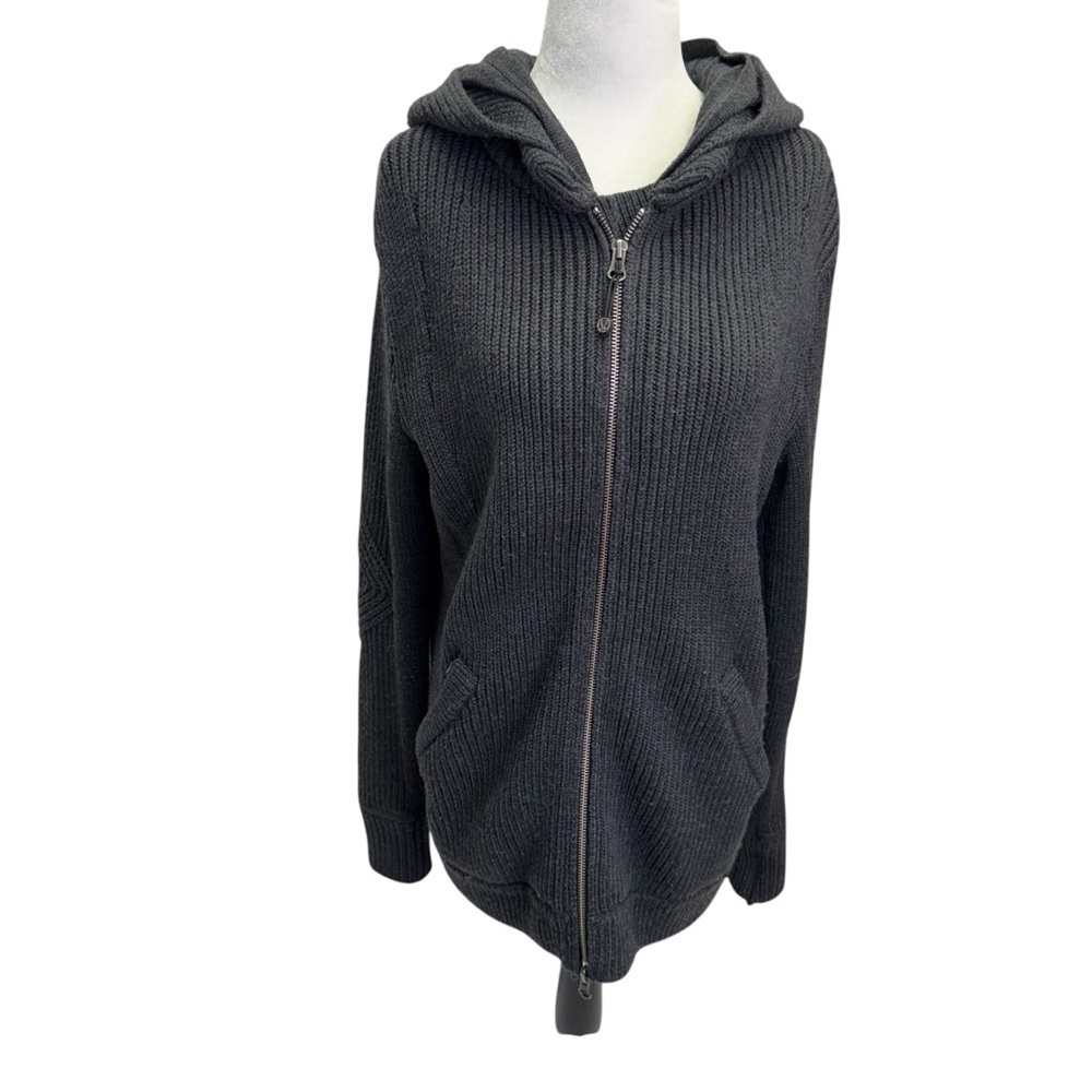 Lululemon Grey Chunky Rib Knit Zip Front Hooded Sweater Size S/M
